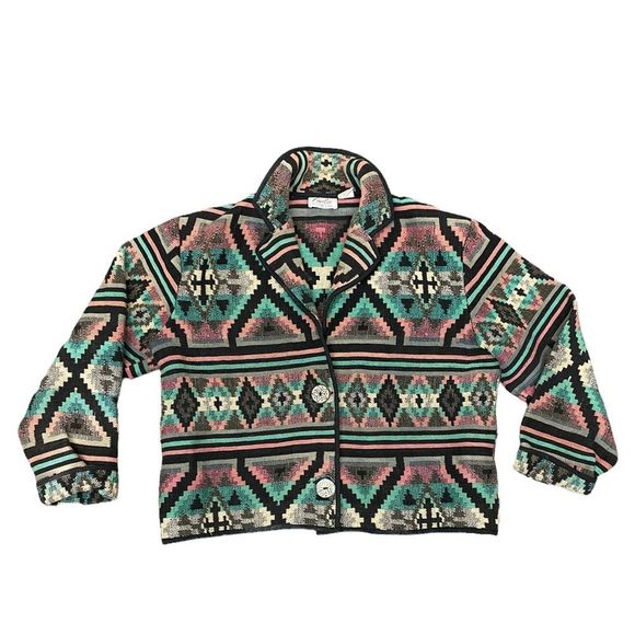 Vintage Jackets & Blazers - Vinatge Crop Bolero Jacket Quilted Tapestry Southwestern Vibes boho